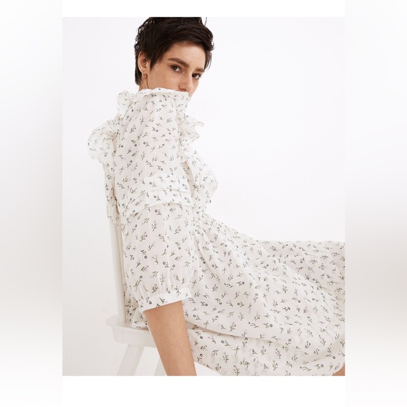 Madewell Ruffled Pleat-Sleeve Mini Dress in Spring Fling - Picture 4 of 5